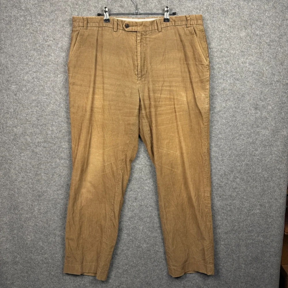 Ralph‎ Lauren Mens Corduroy Pleated Pants Tan Size 40 x 30 Casual Office